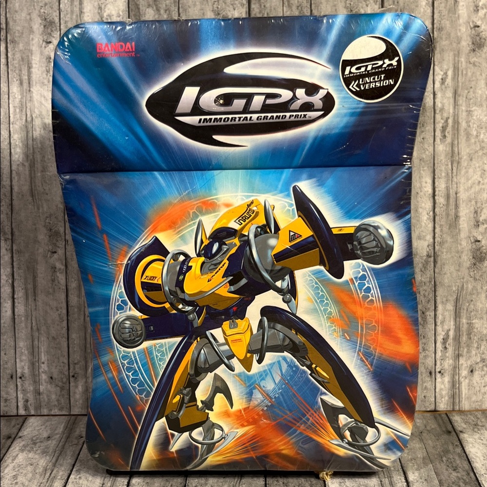 IGPX Immortal Grand Prix Tin Case - Yellow & Blue Robot Art